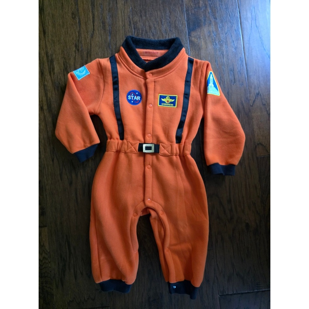 Nyan Cat Kids Orange Fleece Astronaut Jumpsuit Costume Size 110 Space Patches